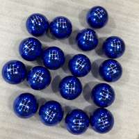 5/6-Speed Glossy Blue 2" Ball Shape Clear Pattern 10mm x 1.25 Race Shift Knob